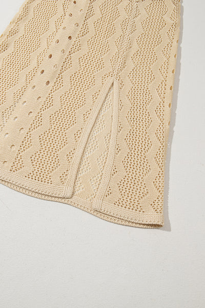 Sunlit Lattice Crochet Cover-Up Dress