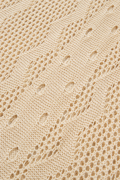 Sunlit Lattice Crochet Cover-Up Dress