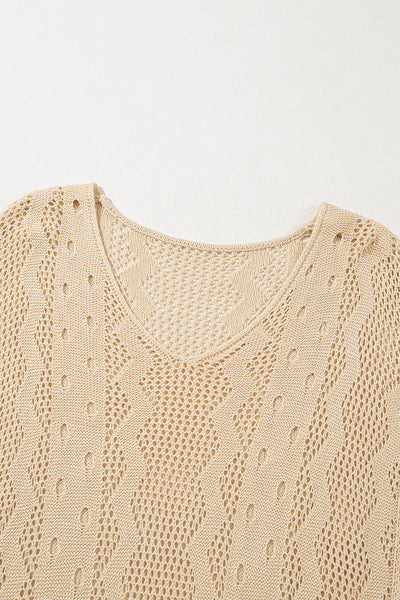 Sunlit Lattice Crochet Cover-Up Dress