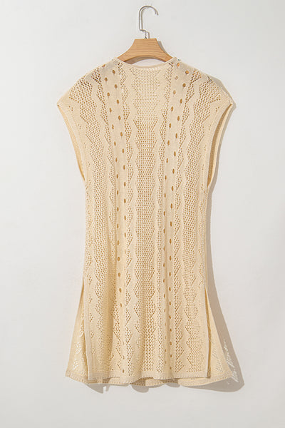 Sunlit Lattice Crochet Cover-Up Dress