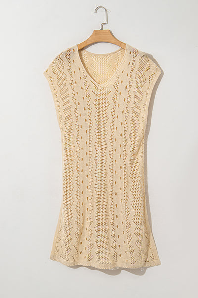 Sunlit Lattice Crochet Cover-Up Dress