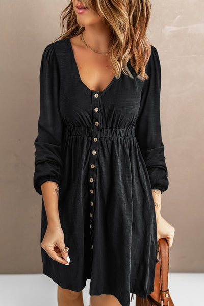Midnight Charm Button Dress