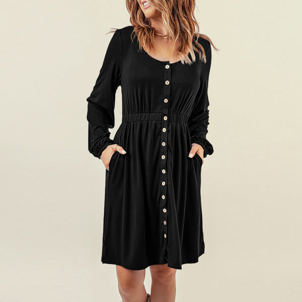 Midnight Charm Button Dress
