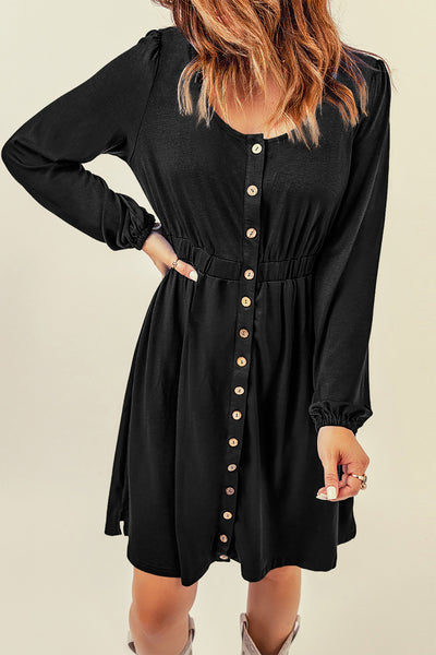 Midnight Charm Button Dress