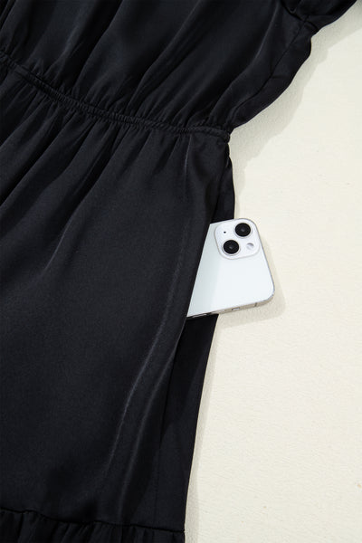Midnight Tiered Ruffle Midi Dress