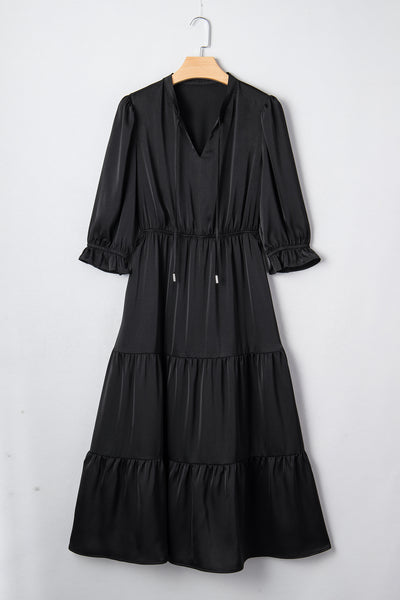 Midnight Tiered Ruffle Midi Dress