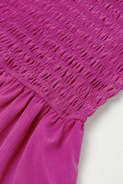 Magenta Ruffle Smocked Maxi Dress