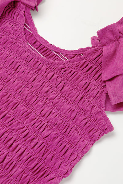 Magenta Ruffle Smocked Maxi Dress