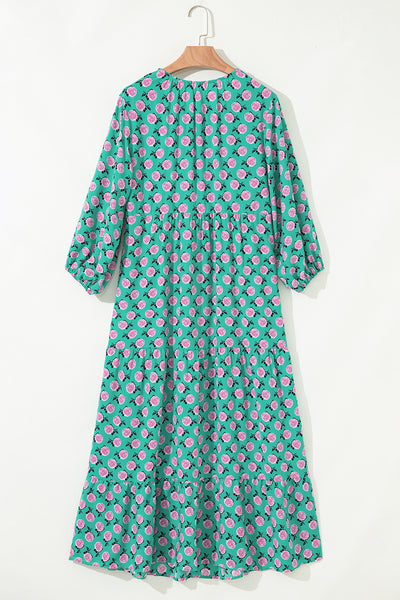 Teal Rose Reverie Maxi Dress