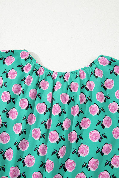 Teal Rose Reverie Maxi Dress