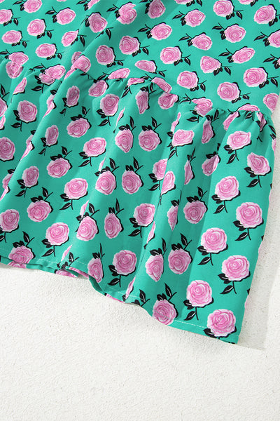 Teal Rose Reverie Maxi Dress