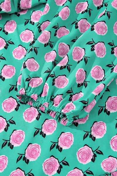 Teal Rose Reverie Maxi Dress