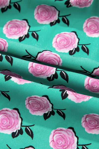 Teal Rose Reverie Maxi Dress