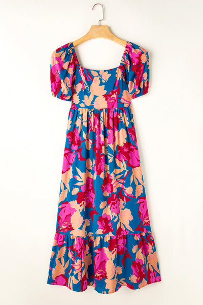 Tropical Bloom Off-Shoulder Maxi Dress