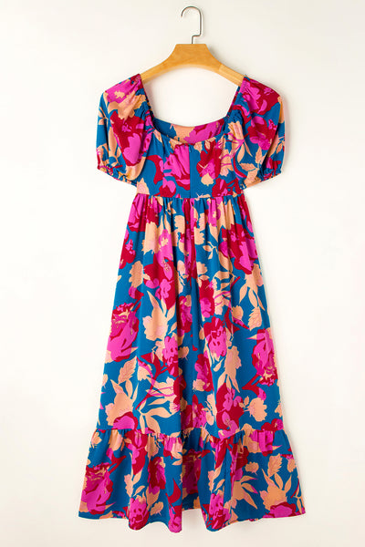 Tropical Bloom Off-Shoulder Maxi Dress