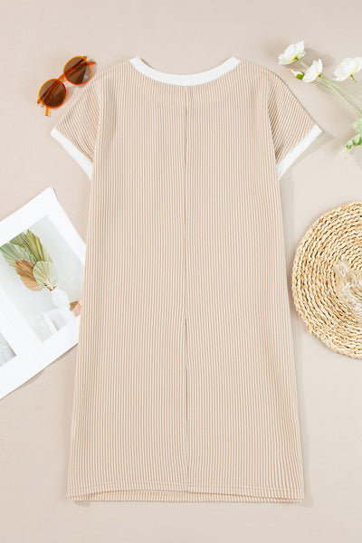 Ribbed Pocket T-Shirt Dress