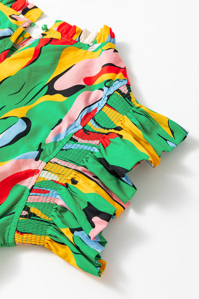 Vivid Splash Ruffle Mini Dress