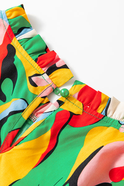 Vivid Splash Ruffle Mini Dress