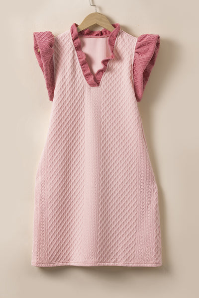 Blush Ruffle Quilted Mini Dress