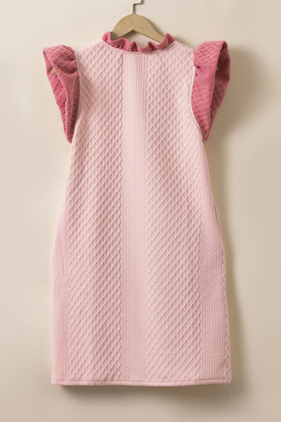 Blush Ruffle Quilted Mini Dress