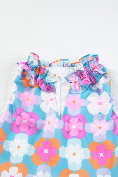 Rainbow Bloom Ruffle Tiered Midi Dress