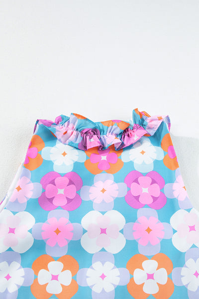 Rainbow Bloom Ruffle Tiered Midi Dress