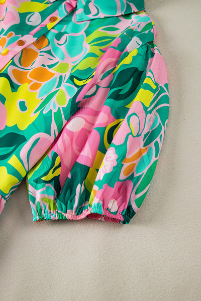 Tropical Bloom Button-Up Babydoll Dress