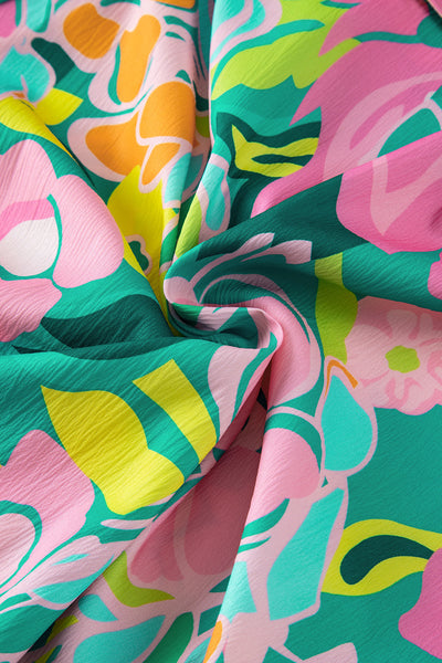 Tropical Bloom Button-Up Babydoll Dress