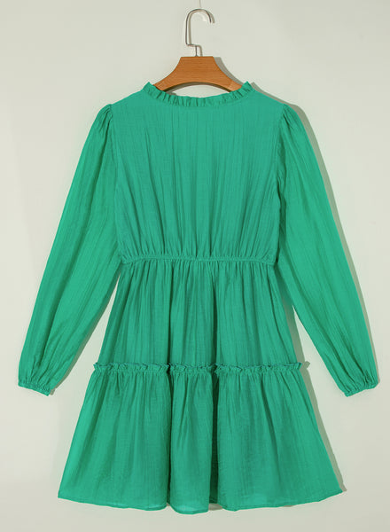 Emerald Whisper Ruffle Dress
