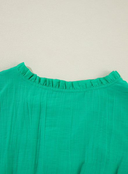 Emerald Whisper Ruffle Dress