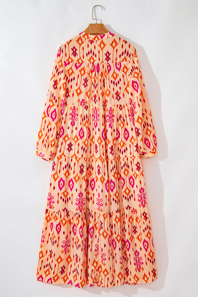 Coral Ikat Glow Maxi Dress