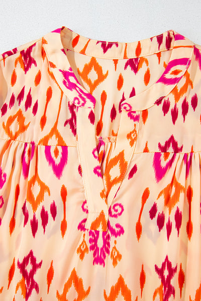 Coral Ikat Glow Maxi Dress