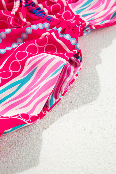 Neon Ikat Ruffle Mini Dress