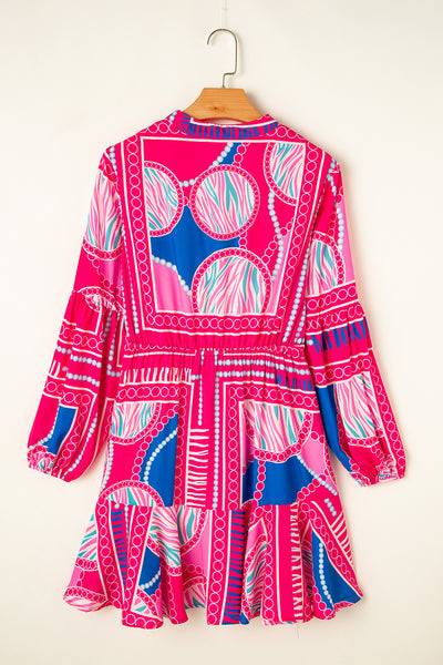 Neon Ikat Ruffle Mini Dress