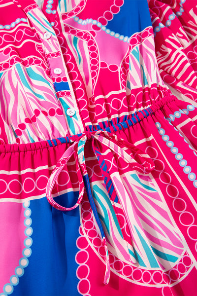 Neon Ikat Ruffle Mini Dress