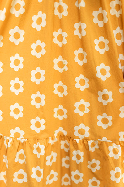 Sunlit Daisy Tiered Midi Dress
