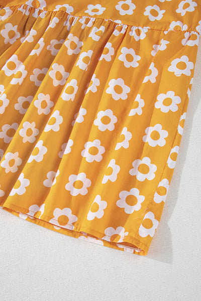 Sunlit Daisy Tiered Midi Dress