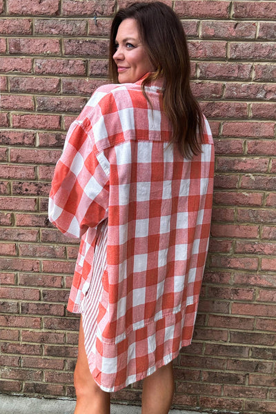 Sunset Gingham Overshirt Dress