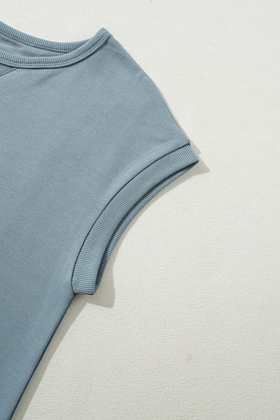 Sage Blue Ruffled Hem Tunic Dress