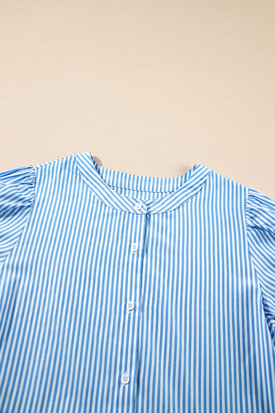 Sky Stripe Scallop Tier Midi Dress
