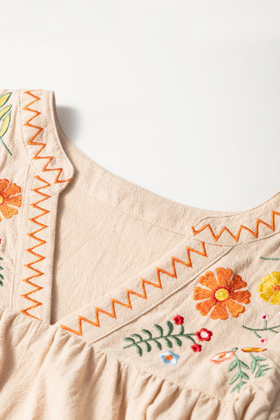 Pom-Pom Embroidered Sunset Midi Dress