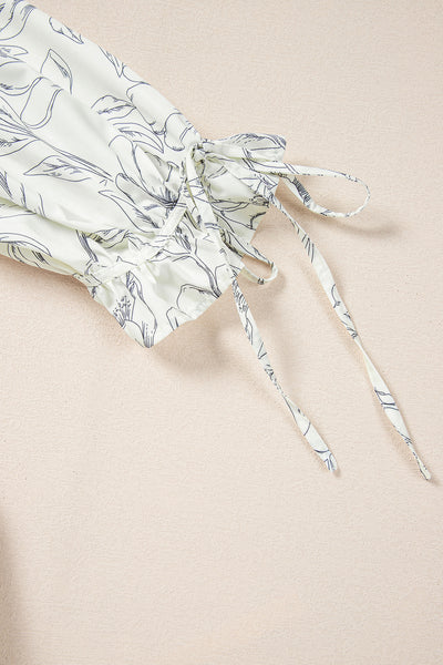 Monochrome Bloom Smocked Mini Dress