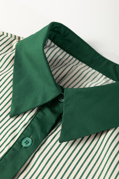 Sage Stripe Pocket Shirt Dress