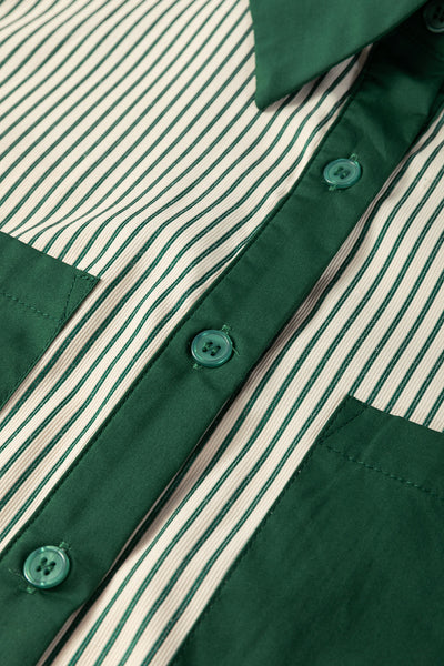 Sage Stripe Pocket Shirt Dress