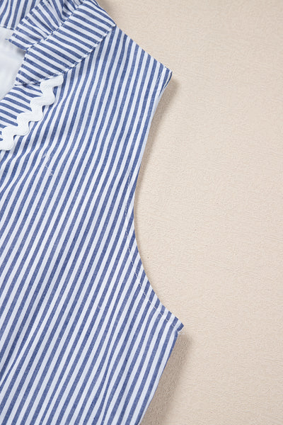 Seersucker Scallop Tiered Mini Dress