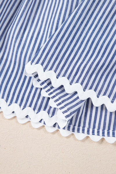 Seersucker Scallop Tiered Mini Dress