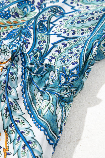 Boho Paisley Puff Sleeve Mini Dress