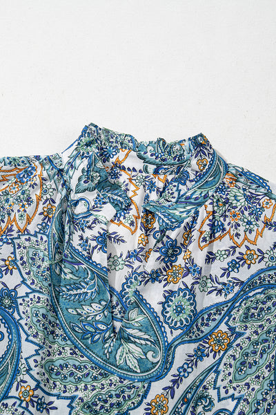 Boho Paisley Puff Sleeve Mini Dress