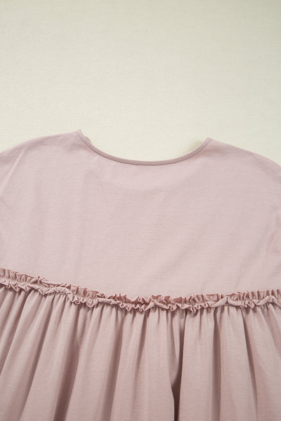 Oatmeal Ruffle Yoke Mini Dress