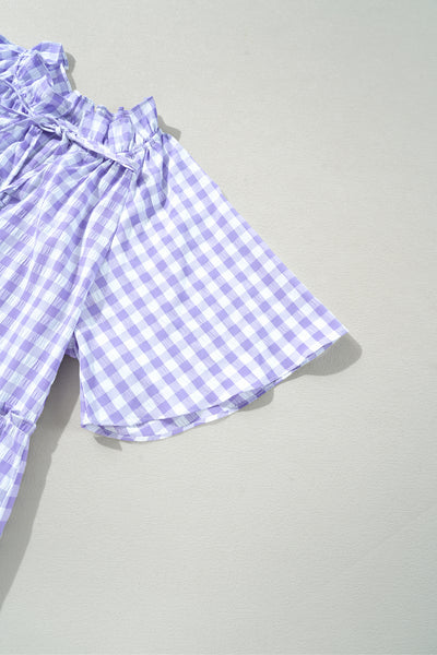 Lilac Gingham Smocked Mini Dress